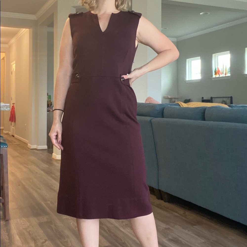 Sleeveless Maroon Wool Tory Burch Dress